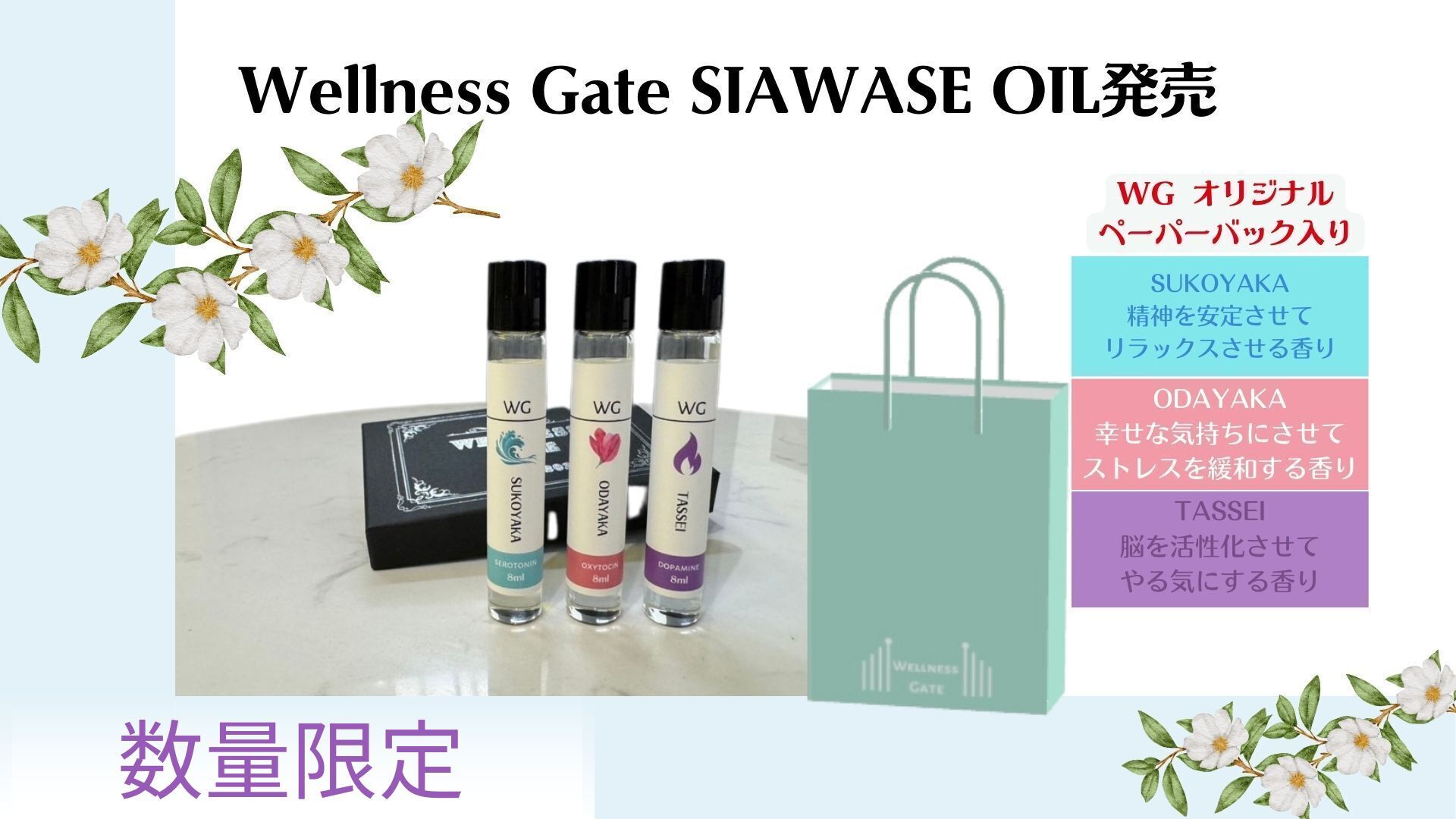 WELLNESS GATE SIAWASE OIL３種類セット（WGオリジナルペーパーバッグ付）